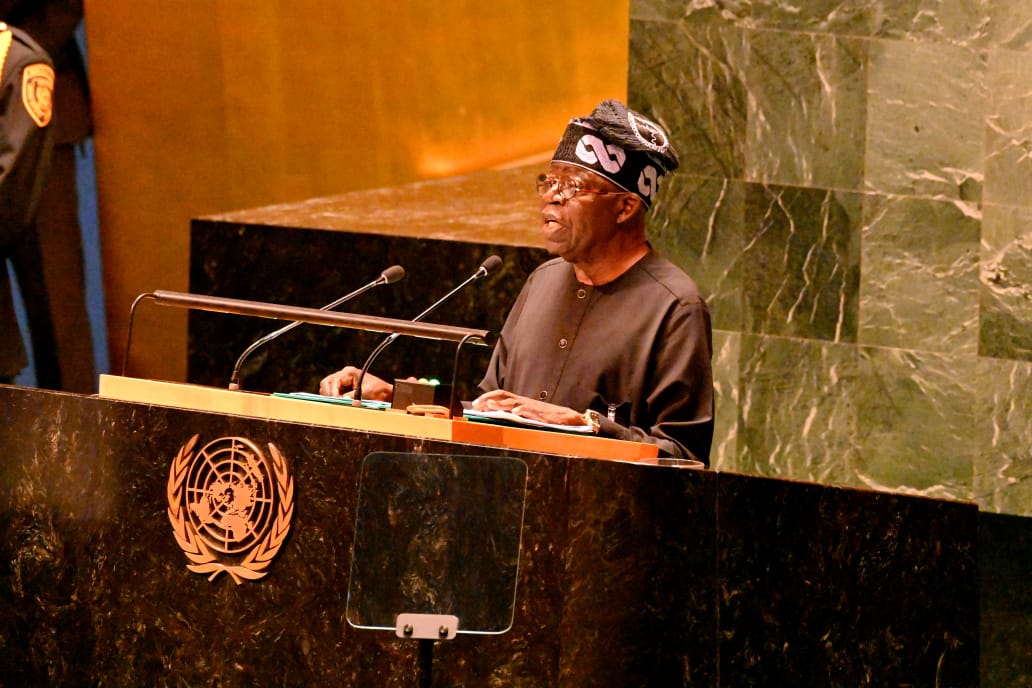 PRESIDENT TINUBU ADDRESSES 78TH UNITED NATIONS GENERAL ASSEMBLY; ADVOCATES UNIVERSAL SANCTION BY UN NATIONS FOR THEIR COMPANIES AND PERSONS ILLEGALLY SMUGGLING ARMS AND MINERALS INTO AND OUT OF AFRICA